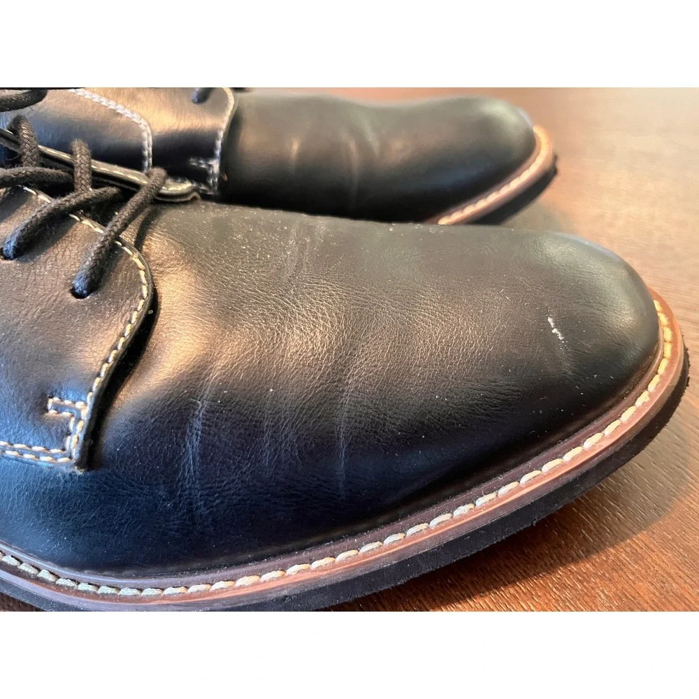 Tommy Hilfiger Dress Shoes Mens 10.5 Black Good Derby Oxford Contrast Stitch